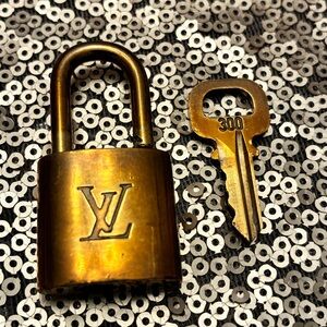 Louis Vuitton Gold Tone Brass Padlock and Key No. 300